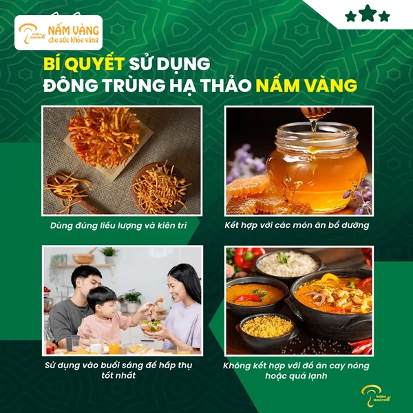 Người lớn nên ăn canh nấm đông trùng hạ thảo tươi 2-3 lần/tuần nhưng tránh lạm dụng vì có thể gây khó tiêu hoặc đầy bụng